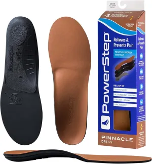 PowerStep Insoles, Pinnacle Dress, Arch Pain Relief Insole, For Dress Shoes, Arch Support Orthotic For Women and Men, M5/W7