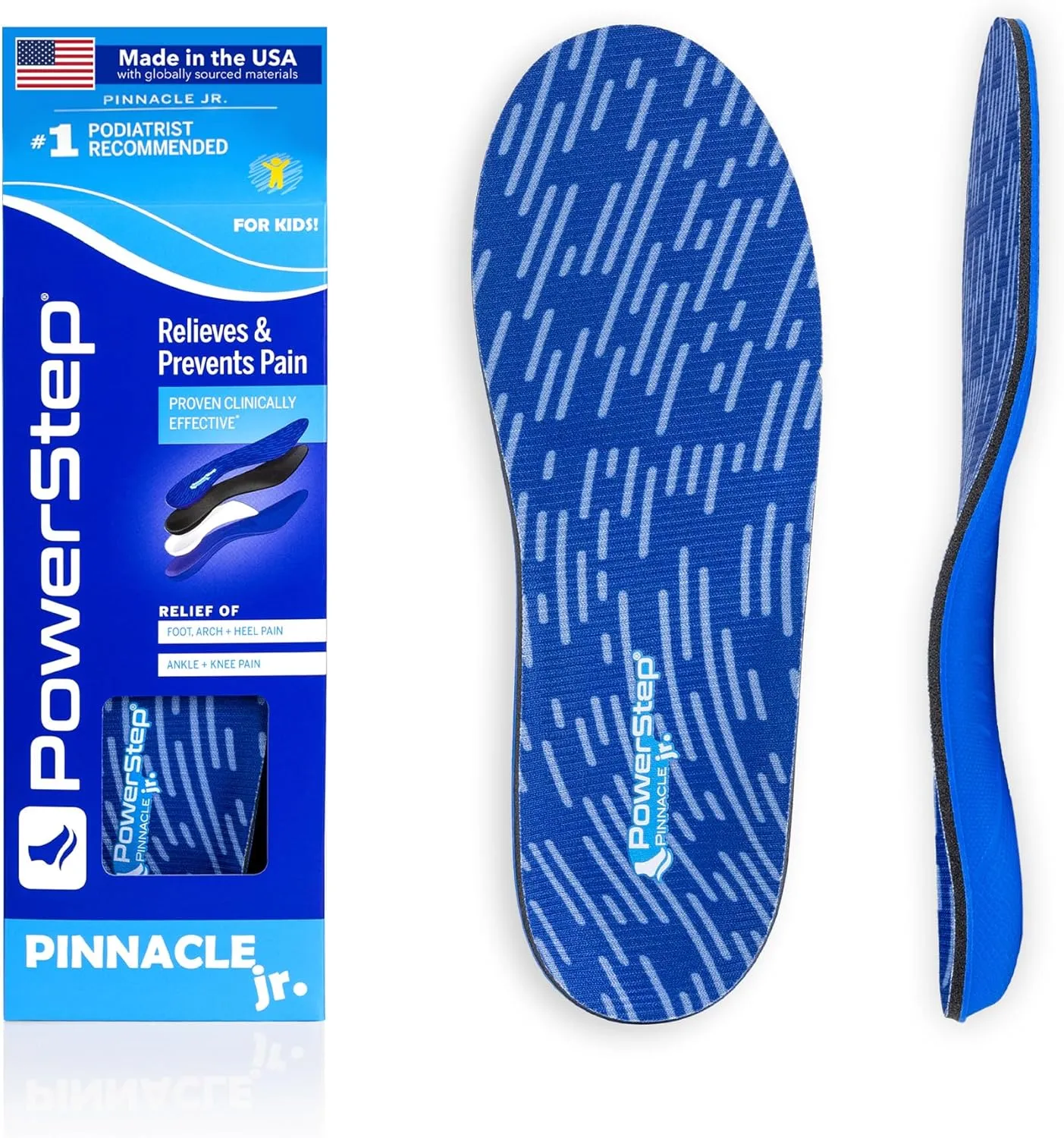 PowerStep Insoles,Pinnacle Junior Kids Pain Relief Shoe Insert, Maximum Cushioning Shoe Insert, For Kids