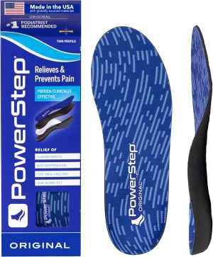 PowerStep Original Insoles - Arch Pain Relief Orthotics for Tight Shoes - Foot Support for Plantar Fasciitis, Mild Pronation and Foot & Arch Pain - Shoe Inserts for All - Made in The USA (M 16 )