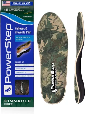 Powerstep Pinnacle Hiker Insoles, Camo, Men's 10-10.5 / Women's 12