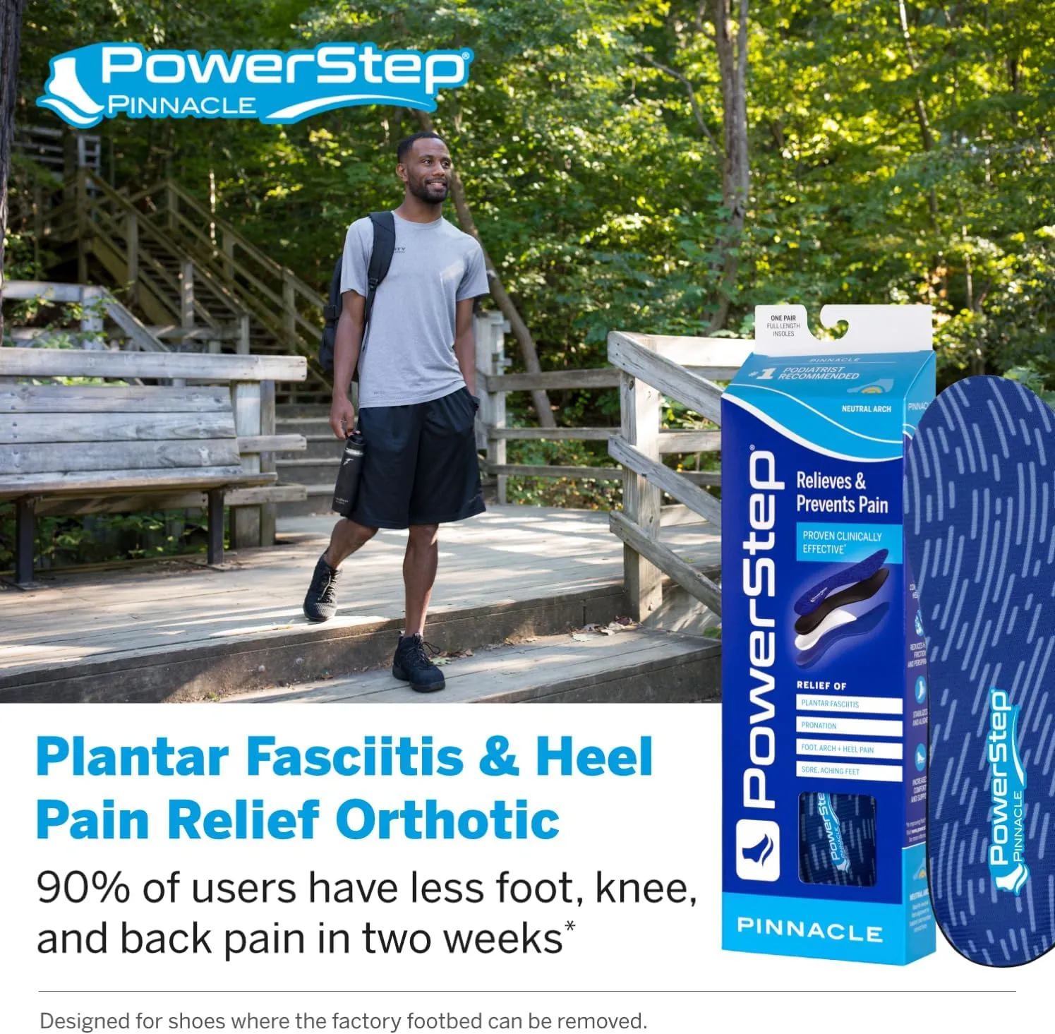 PowerStep Pinnacle Insoles - Orthotics for Plantar Fasciitis Relief – Made in USA Orthotic Insoles for Arch Support with Moderate Pronation - #1 Podiatrist Recommended (M 8-8.5 W 10-10.5)