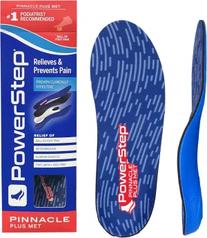 PowerStep Pinnacle Plus Ball of Foot Pain Relief Orthotics - Shoe Inserts for Metatarsalgia, Arch Support & Morton's Neuroma Pain Relief - Made in USA Insoles with Metatarsal Pad (M 10-10.5, F 12)