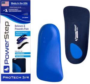 PowerStep ProTech 3/4 Orthotic Insoles - Medical Grade Arch Support Inserts for Plantar Fasciitis Relief- Made in USA - Maximum Cushioning   ShockAbsorb Orthotics (M 11-11.5 W 13-13.5)
