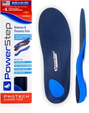 PowerStep ProTech Classic Orthotic Insoles - Medical Grade Arch Support Inserts for Plantar Fasciitis Relief- Made in USA - Maximum Cushioning   ShockAbsorb Orthotics (M 6-6.5 W 8-8.5)