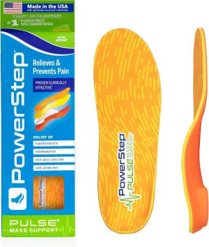 PowerStep Pulse Maxx Running Insoles - Overpronation Corrective Orthotic Inserts for Running Shoes - Maximum Ankle, Foot Pain Relief & Arch Support Insoles - Made in The USA (M 10-10.5, F 12)