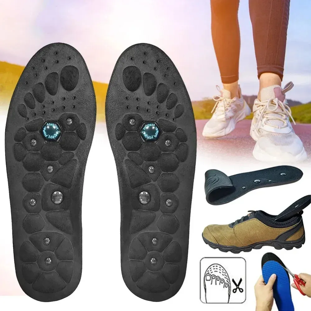 Premium Magnetic Therapy Insoles for Weight Loss and Arch Support - Comfortable Acupressure Shoe Pads for Men & Women, Soft Rubber Massage Foot Care