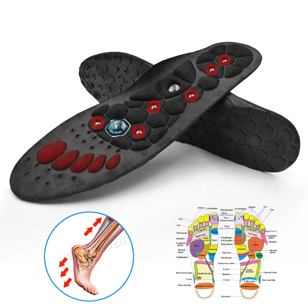 Premium Magnetic Therapy Insoles for Weight Loss and Arch Support - Comfortable Acupressure Shoe Pads for Men & Women, Soft Rubber Massage Foot Care