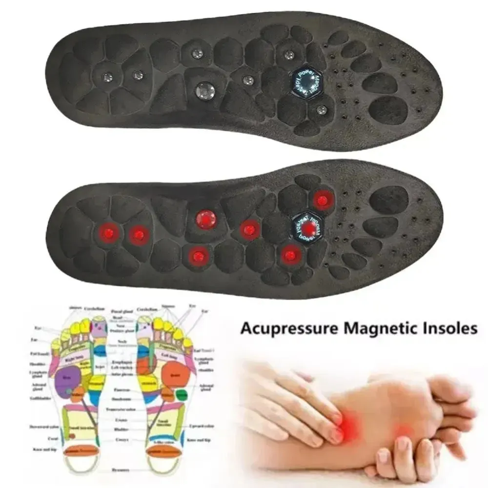 Premium Magnetic Therapy Insoles for Weight Loss and Arch Support - Comfortable Acupressure Shoe Pads for Men & Women, Soft Rubber Massage Foot Care
