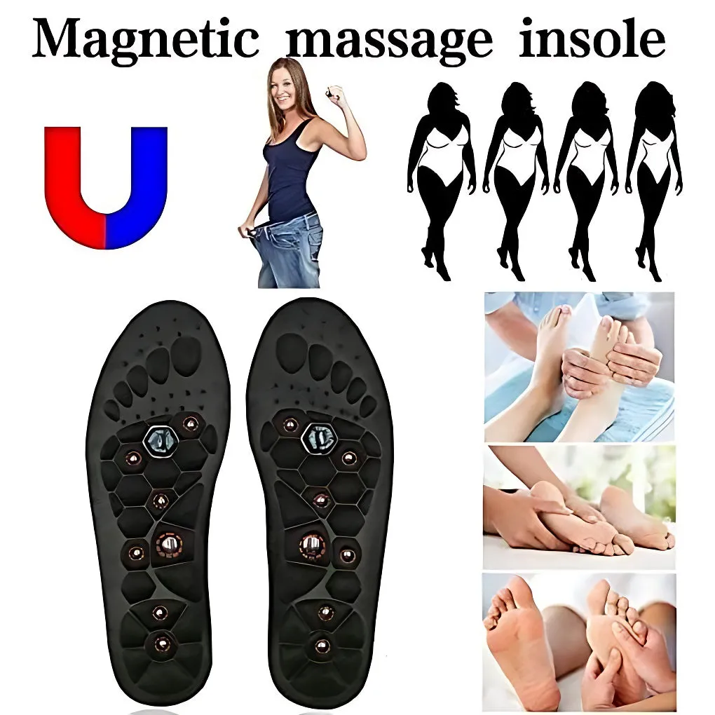 Premium Magnetic Therapy Insoles for Weight Loss and Arch Support - Comfortable Acupressure Shoe Pads for Men & Women, Soft Rubber Massage Foot Care