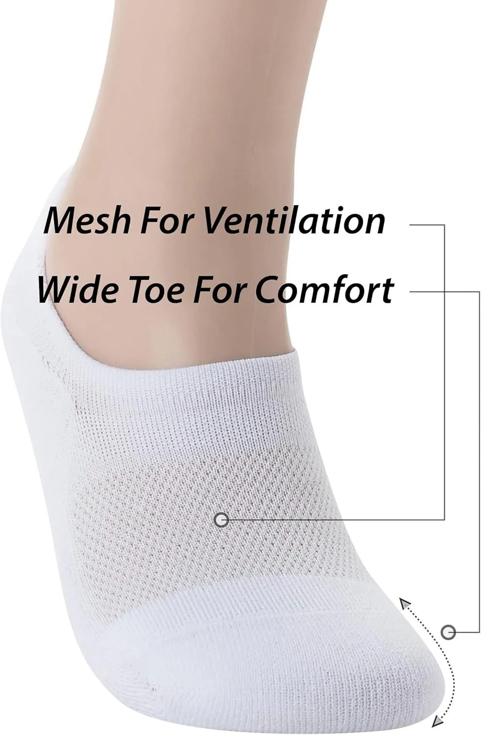 Pro Mountain Wide Toe Box No Show Running Socks For Health Unisex Arch Support Athletic Workout Heel Tab 6 Pack Size S to L