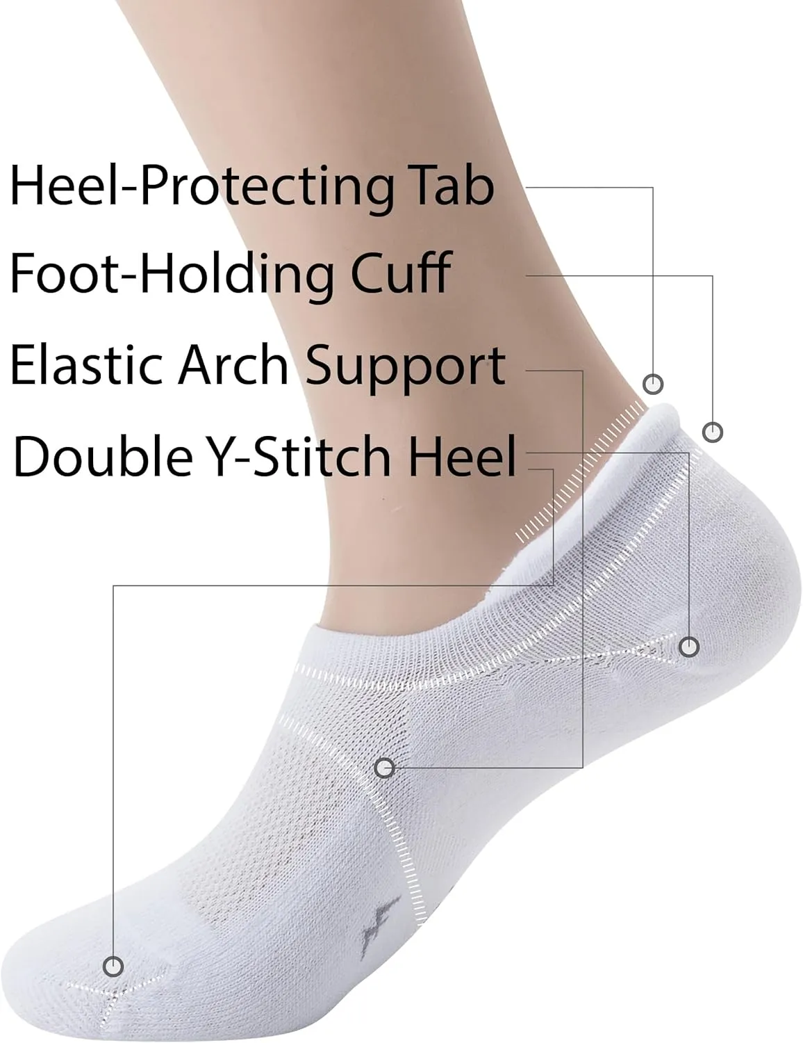 Pro Mountain Wide Toe Box No Show Running Socks For Health Unisex Arch Support Athletic Workout Heel Tab 6 Pack Size S to L