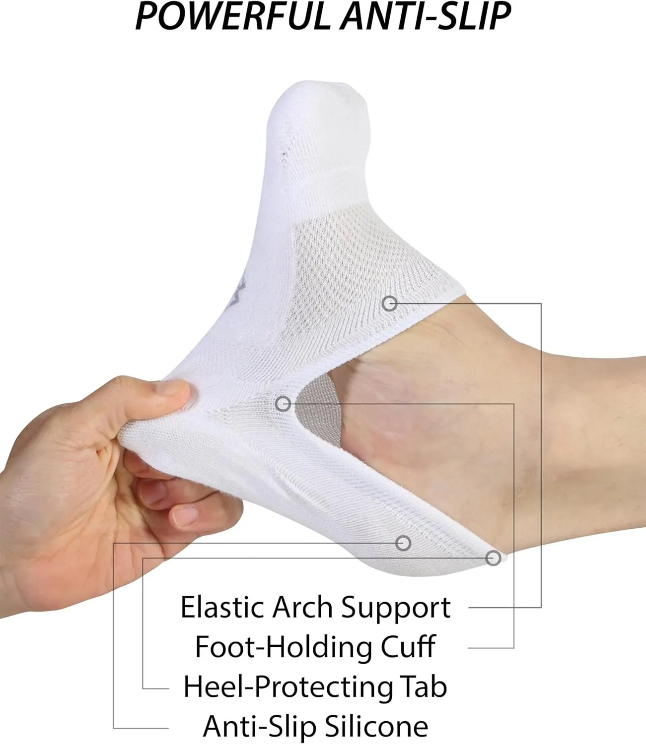 Pro Mountain Wide Toe Box No Show Running Socks For Health Unisex Arch Support Athletic Workout Heel Tab 6 Pack Size S to L