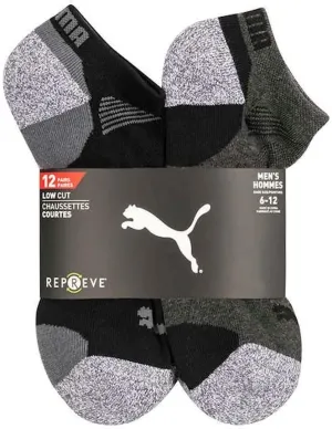 PUMA Men’s Repreve Athletic Sock, 12-pair (Black)