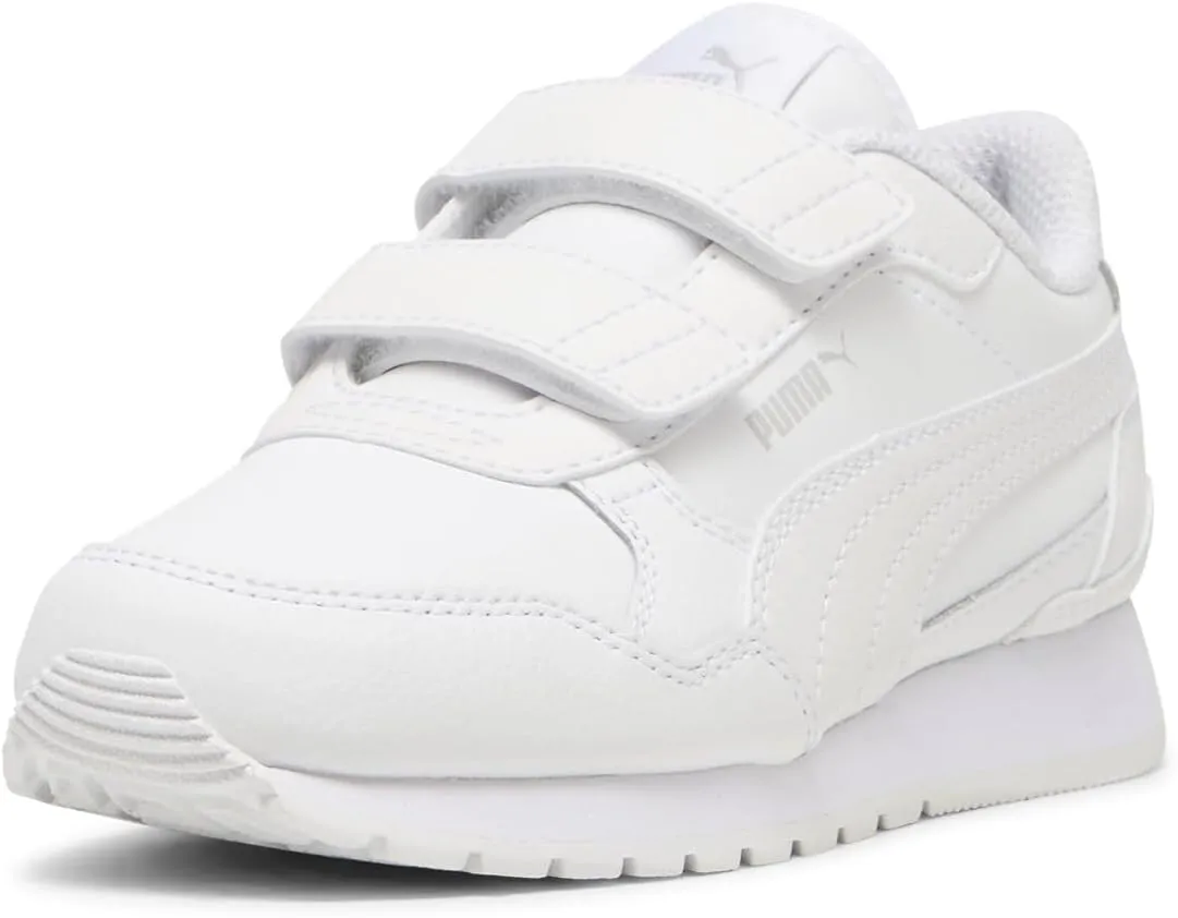 PUMA ST Runner Hook and Loop Sneaker, White-Cool Light Gray, 13 US Unisex Little Kid
