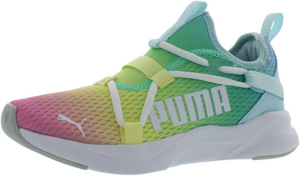 PUMA unisex-child Rift Slip On Sneaker, Blue Glow White-Green Glimmer, 5.5 US Unisex Big Kid