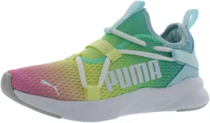 PUMA unisex-child Rift Slip On Sneaker, Blue Glow White-Green Glimmer, 5.5 US Unisex Big Kid