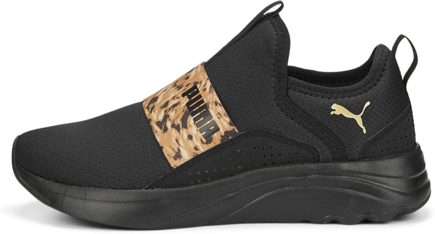 PUMA Women's SOFTRIDE Sophia Slip On Sneaker, Black Team Gold, 6.5 M