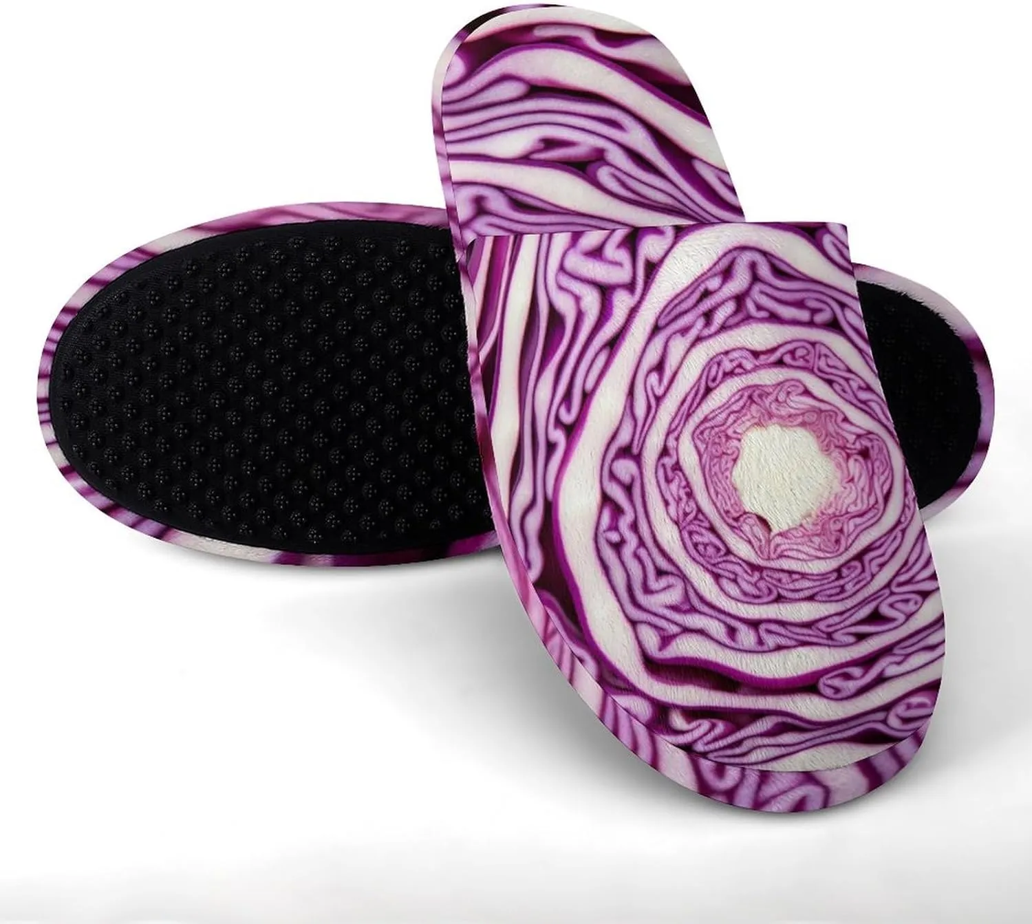 Purple Cabbage Pattern Men's Slipper Non Slip Comfortable Winter Warm Home House Shoes