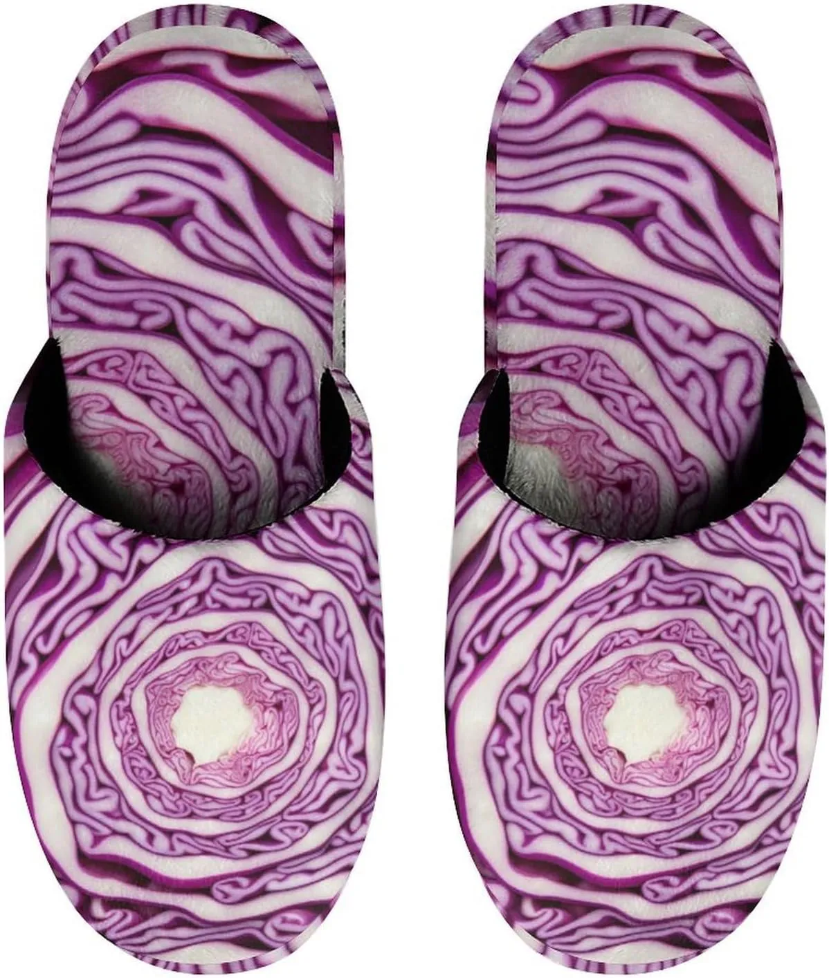Purple Cabbage Pattern Men's Slipper Non Slip Comfortable Winter Warm Home House Shoes
