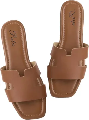 Putu Women's Flat Sandals Summer Sandals Cute Slide Sandals