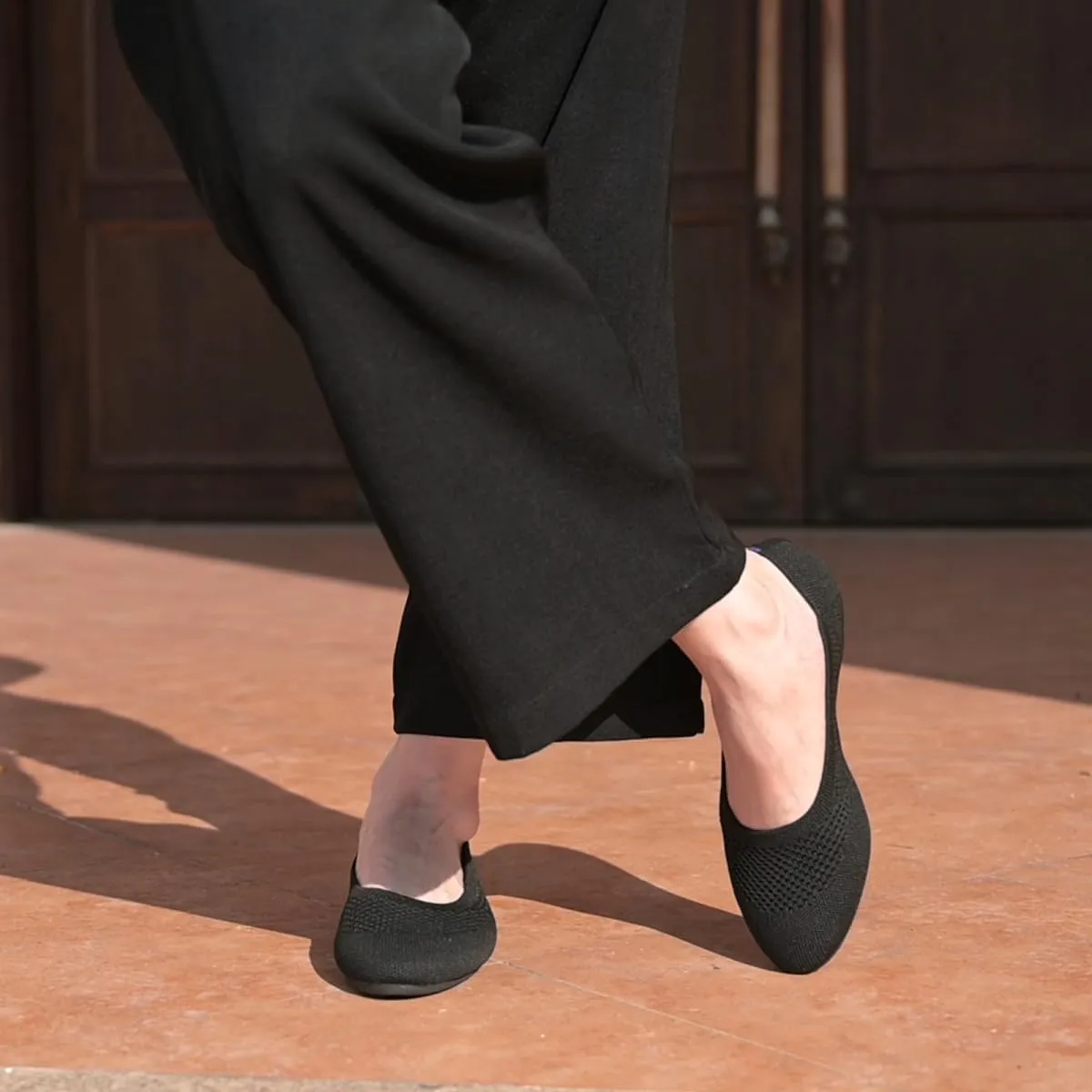Puxowe Women’s Ballet Flat Shoes Round Toe Knit Slip On Ballerina Walking Flats Dress Shoes for Women