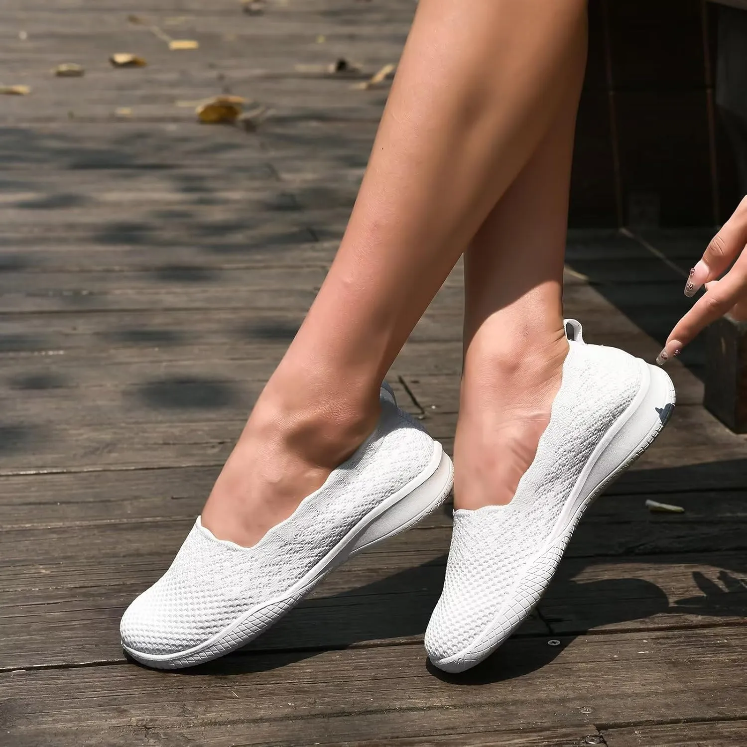 Puxowe Women's Casual Slip on Walking Shoes-Lightweight Knit Loafer