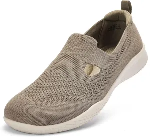 Puxowe Women's Slip on Walking Shoes-Lightweight Knit Loafer Sneaker