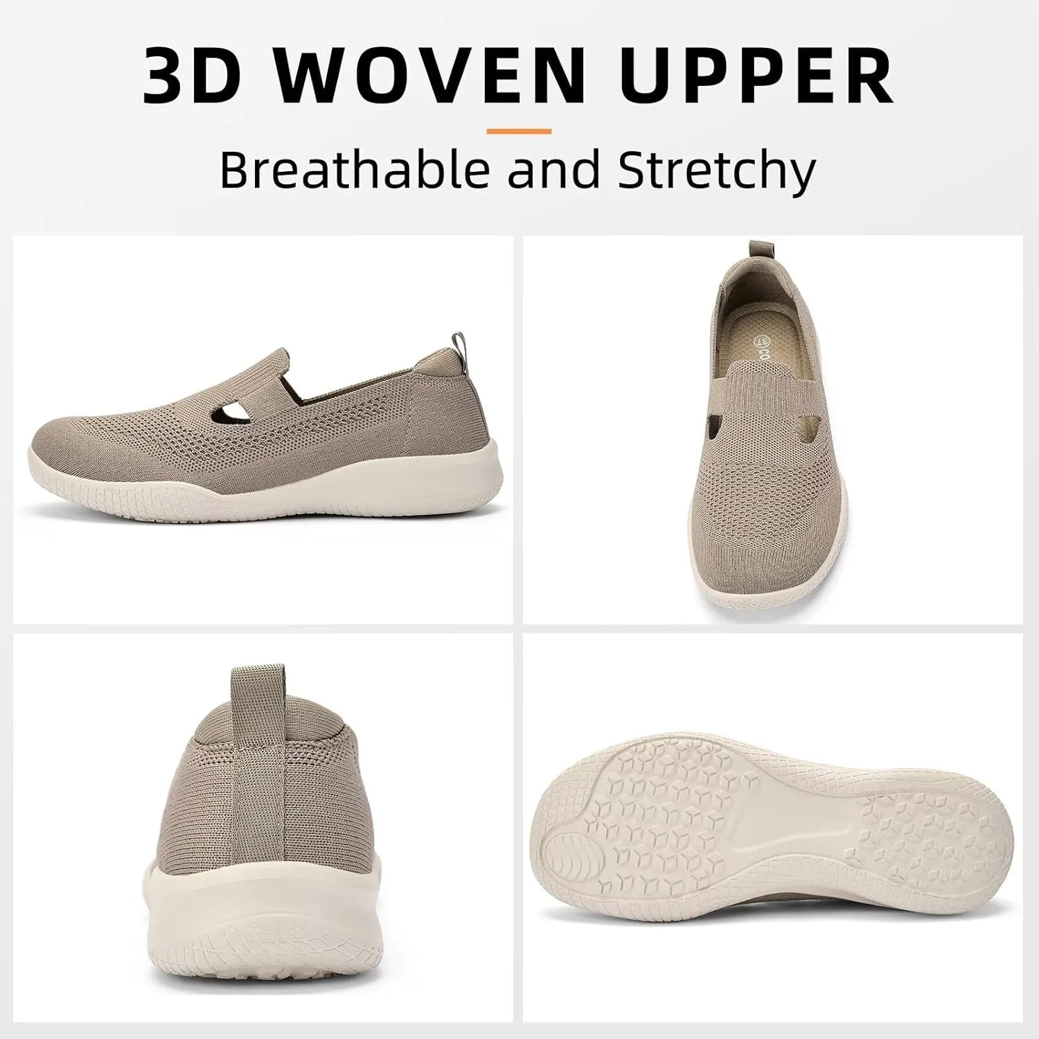 Puxowe Women's Slip on Walking Shoes-Lightweight Knit Loafer Sneaker