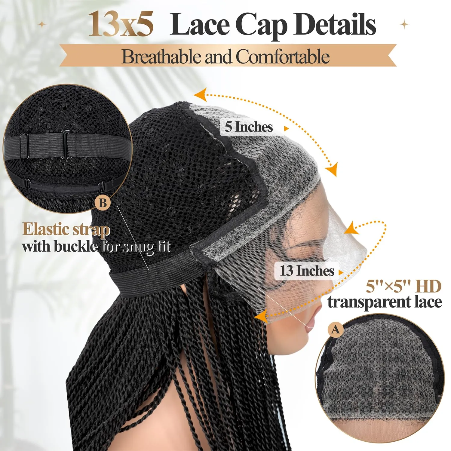 Quick Wig Lace Front Braided Wig with Baby Hair 13X5 Lace Front Braids Wig for Black Women Goddess Twist Braid Wigs 24 Inch Synthetic Double Lace Frontal Braids Wig 1B