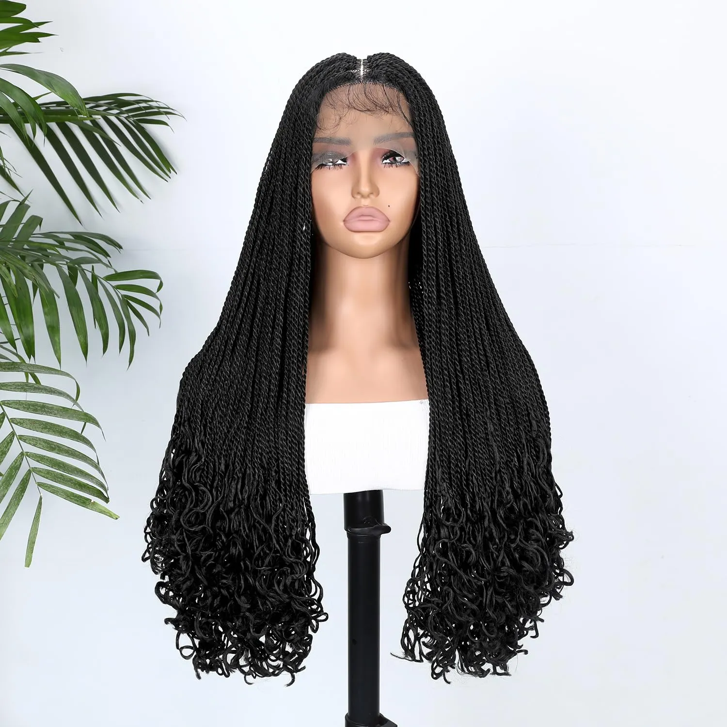 Quick Wig Lace Front Braided Wig with Baby Hair 13X5 Lace Front Braids Wig for Black Women Goddess Twist Braid Wigs 24 Inch Synthetic Double Lace Frontal Braids Wig 1B