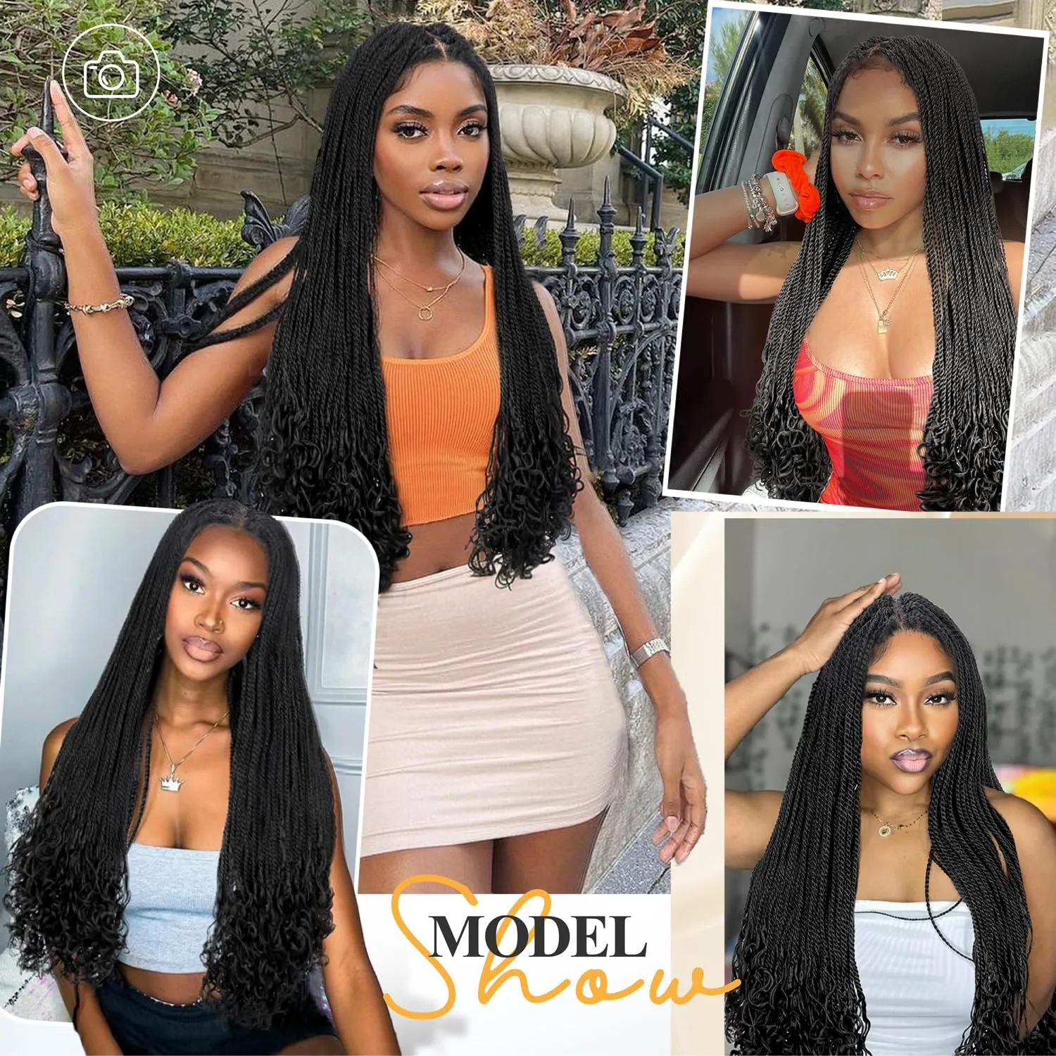 Quick Wig Lace Front Braided Wig with Baby Hair 13X5 Lace Front Braids Wig for Black Women Goddess Twist Braid Wigs 24 Inch Synthetic Double Lace Frontal Braids Wig 1B