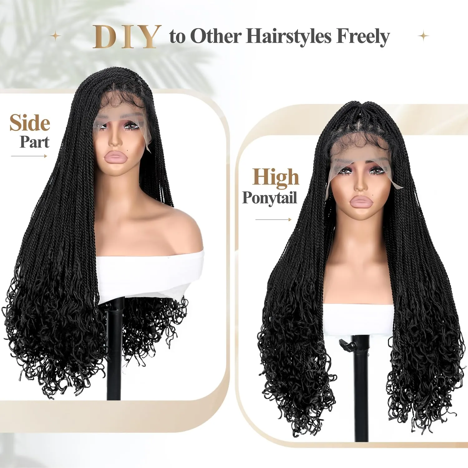 Quick Wig Lace Front Braided Wig with Baby Hair 13X5 Lace Front Braids Wig for Black Women Goddess Twist Braid Wigs 24 Inch Synthetic Double Lace Frontal Braids Wig 1B