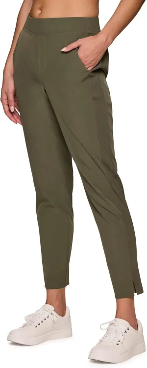 RBX Women's Ankle Pant, Quick Drying Lightweight Stretch Woven Flat-Front Straight Leg Pants