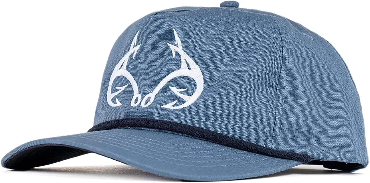 Realtree Camo Rope Hat – Vintage Flat Brim, Adjustable Snapback, Lightweight Outdoor Cap for Hunting, Fishing, and Boating