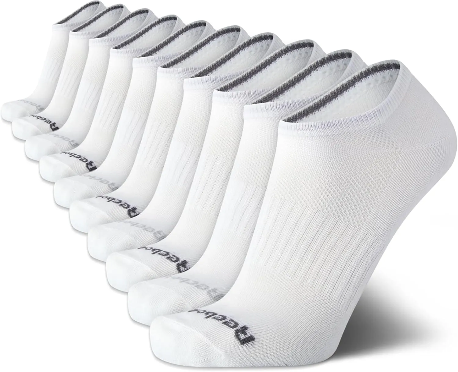 Reebok Men's Low Cut Socks - 10 Pack Stretch Performance Basic No Show Socks - Flat Athletic Socks for Men (Shoe Size 6-12.5)