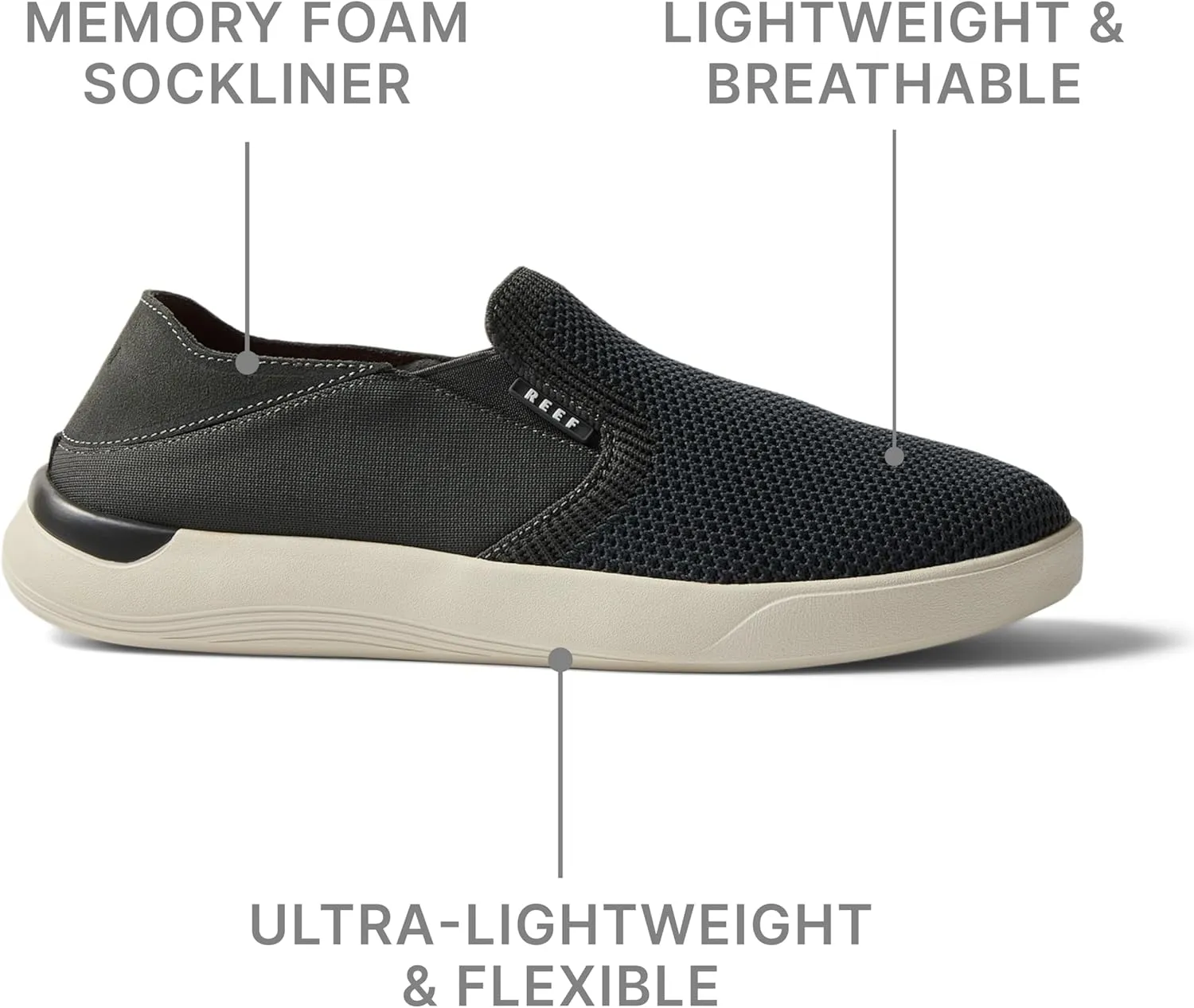 REEF Men's Neptune Slip On Shoe, Lightweight & Breathable, Soft Cushion Footbed Sneaker
