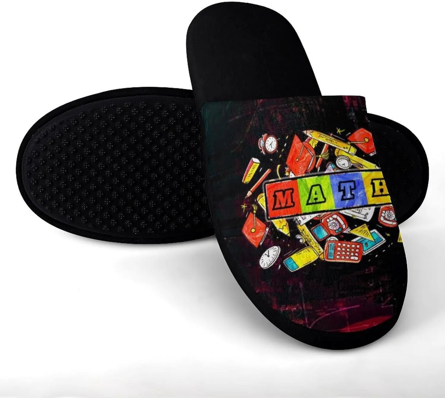 Retro Texture Math Teacher Women's Slipper Non Slip Comfortable Winter Warm Home House Shoes