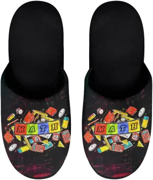 Retro Texture Math Teacher Women's Slipper Non Slip Comfortable Winter Warm Home House Shoes