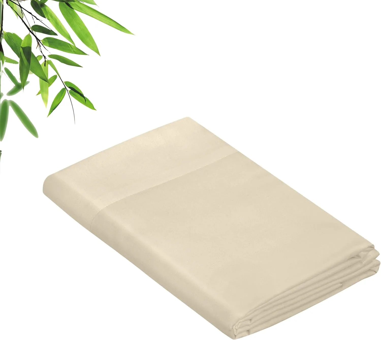 Royale Linens Bamboo Viscose Twin Flat Sheets Only - Cooling Sheets - Organic Viscose Derived from Bamboo - Twin Size Flat Sheet Only - Top Sheet - Breathable & Silky Bedding (Sand)