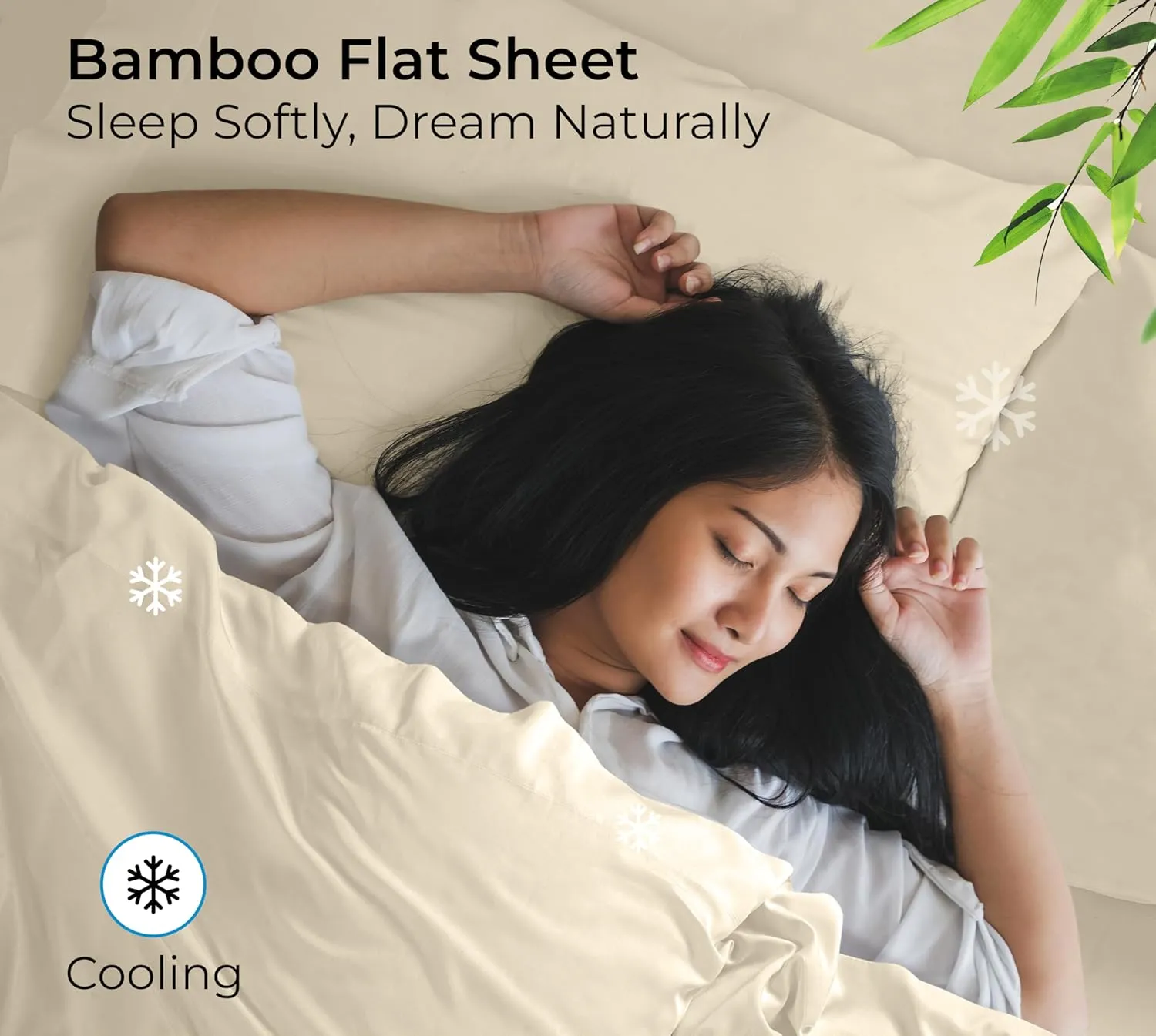 Royale Linens Bamboo Viscose Twin Flat Sheets Only - Cooling Sheets - Organic Viscose Derived from Bamboo - Twin Size Flat Sheet Only - Top Sheet - Breathable & Silky Bedding (Sand)