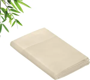 Royale Linens Bamboo Viscose Twin Flat Sheets Only - Cooling Sheets - Organic Viscose Derived from Bamboo - Twin Size Flat Sheet Only - Top Sheet - Breathable & Silky Bedding (Sand)