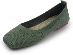 RVROVIC Women Flat Shoes Knitted Lightweight Slip-on Loafers Breathabel Soft Comfortable Ballet Flats