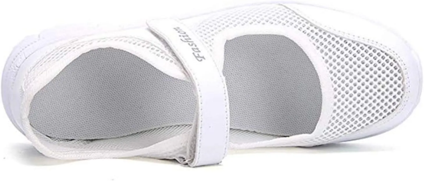 SAGUARO Women's Breathable Walking Shoes Ladies Fashion Mary Jane Sneakers Adjustable Working Nurse Shoes Lightweight Flats Roll I