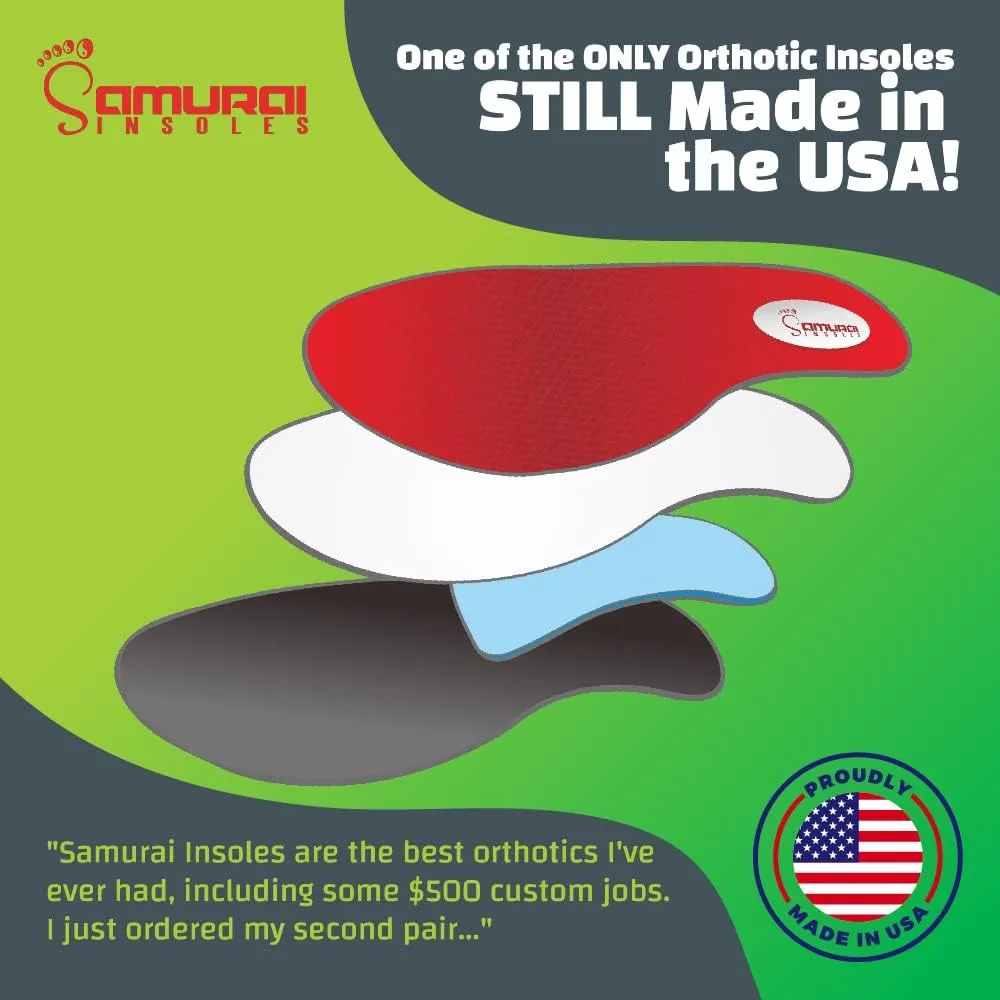 Samurai Insoles The Original Arch Support Shoe Insoles - Plantar Fasciitis Relief - Orthotic Lab Made, Podiatrist Designed Shoe Inserts for Men and Women