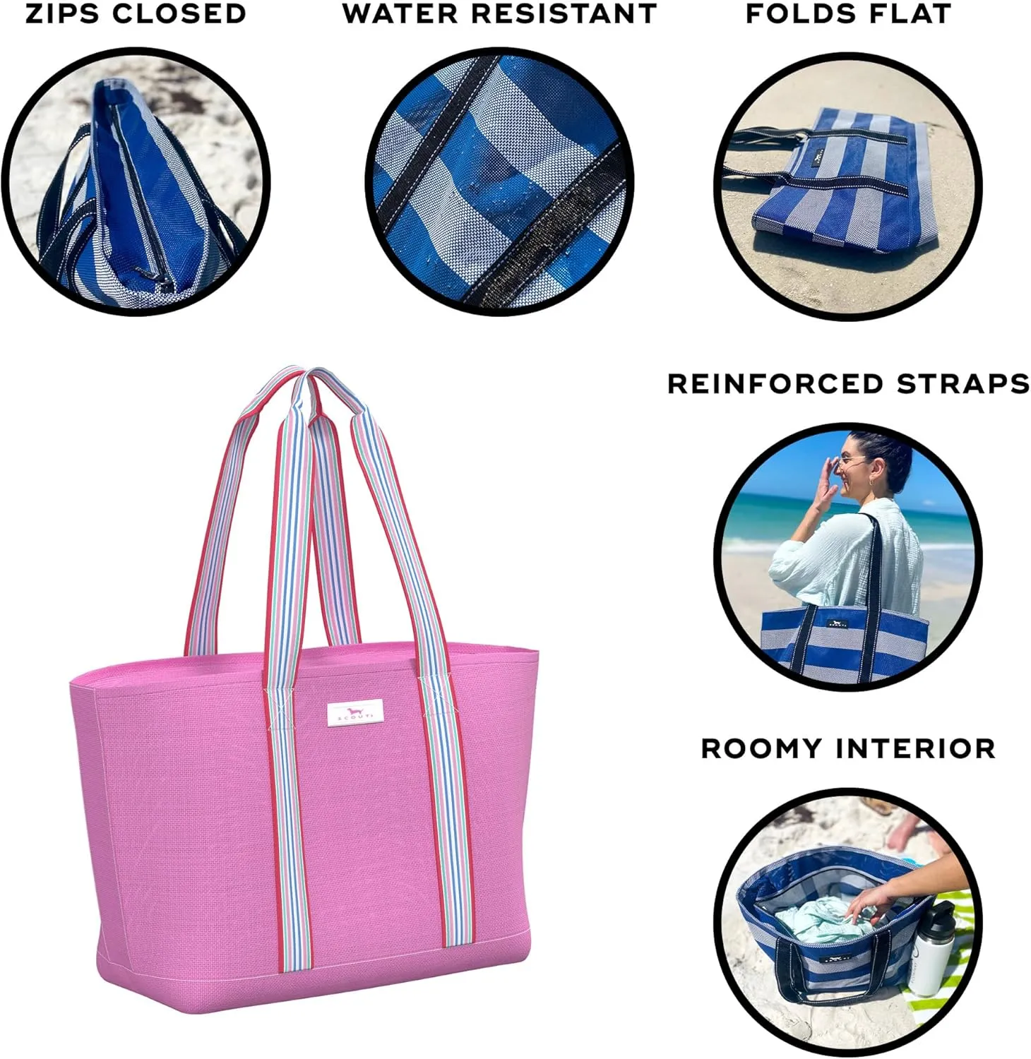 SCOUT Joyride - Large Sandproof Beach Bag For Women - Durable Mesh Woven Beach Tote, Pool Bag - Fabric Lets Sand Escape