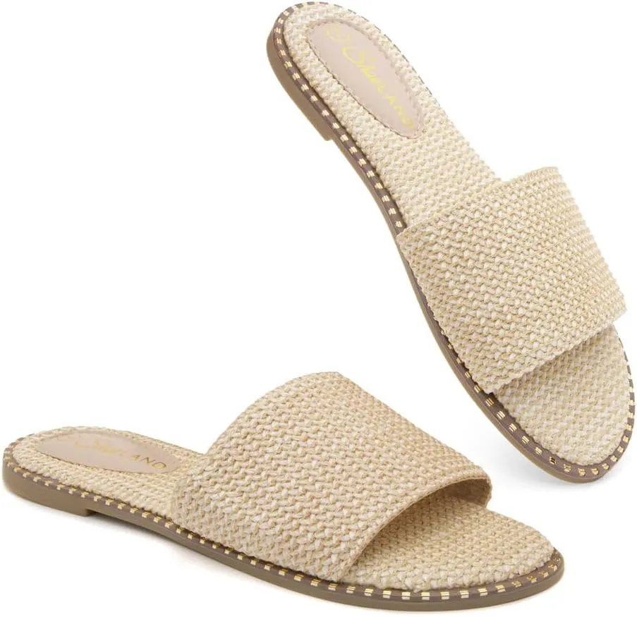 Shoe Land Women’s Flat Sandals 2025 – Comfortable Slide Sandals with Cushioned Footbed | Dressy Open Toe Summer Sandals for Beach, Travel & Everyday