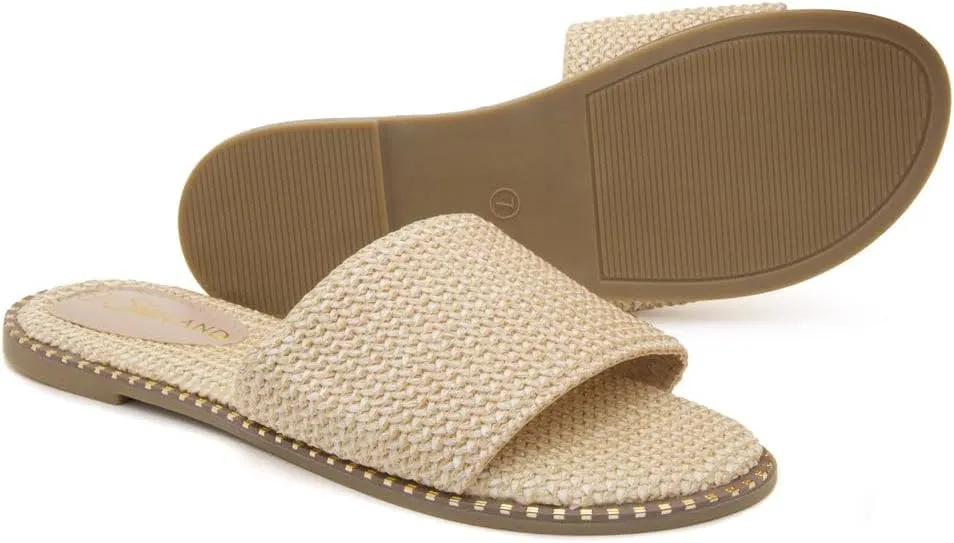 Shoe Land Women’s Flat Sandals 2025 – Comfortable Slide Sandals with Cushioned Footbed | Dressy Open Toe Summer Sandals for Beach, Travel & Everyday
