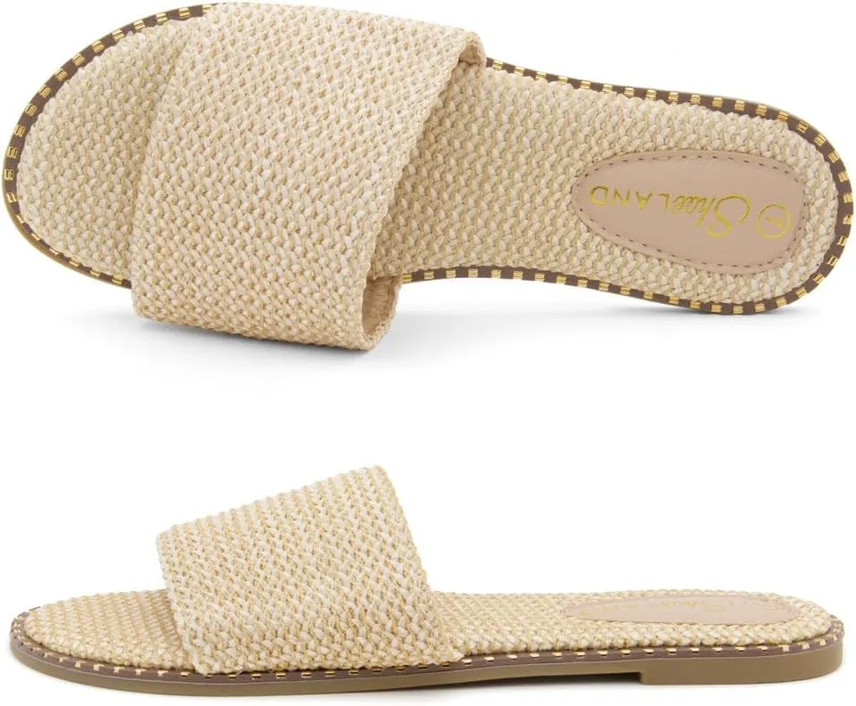 Shoe Land Women’s Flat Sandals 2025 – Comfortable Slide Sandals with Cushioned Footbed | Dressy Open Toe Summer Sandals for Beach, Travel & Everyday