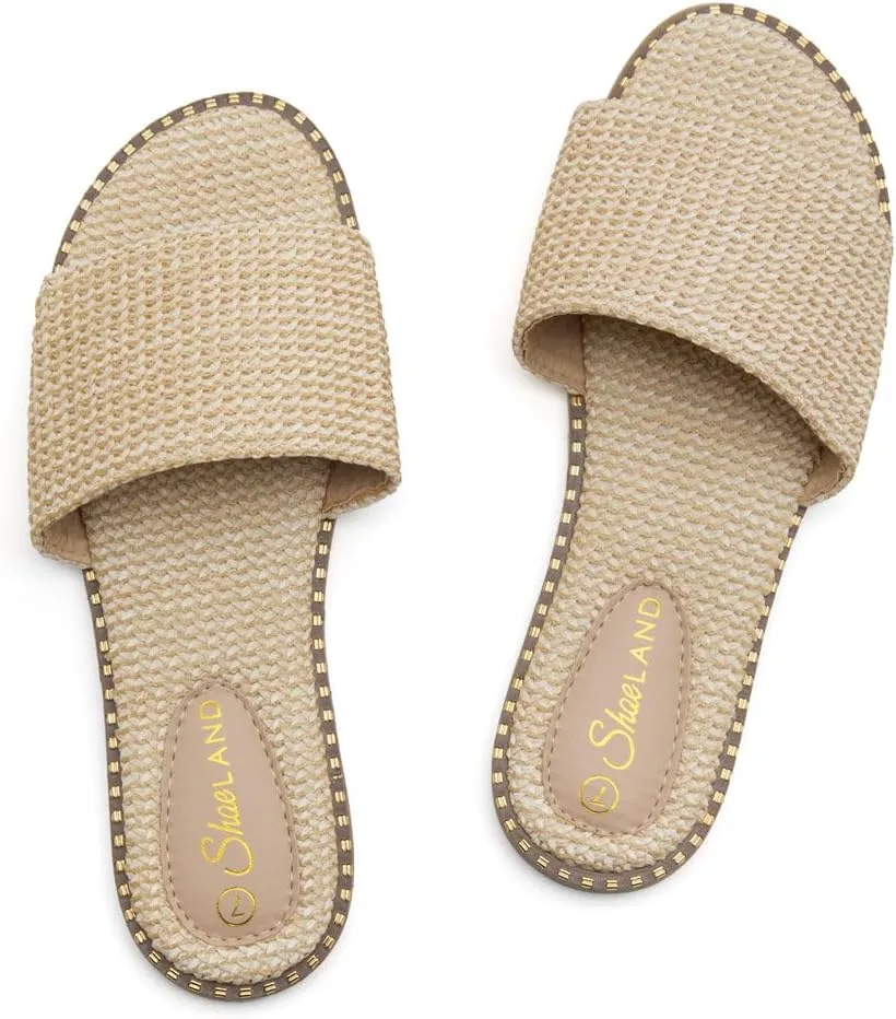 Shoe Land Women’s Flat Sandals 2025 – Comfortable Slide Sandals with Cushioned Footbed | Dressy Open Toe Summer Sandals for Beach, Travel & Everyday