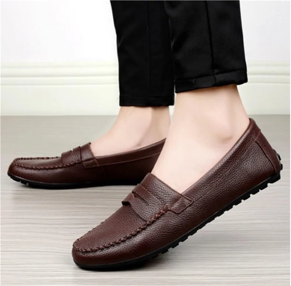 Shoes Soft Loafers for Men Leather Flexible Comfortable Slip Resistant Casual Prom Slip-on